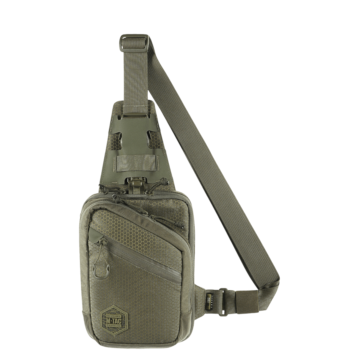 M-Tac Sling Pistoltaske Elite Hex i slidstærkt Cordura materiale med justerbar rem og rummelige rum.