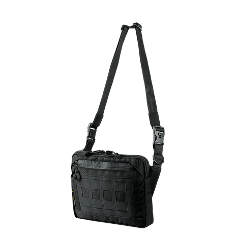M-Tac Admin Taske Elite i sort Cordura 500D med justerbar skulderrem, designet til holdbarhed og funktionalitet.