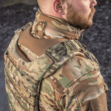 M-Tac Skulderpude til Plate Carrier Cuirass QRS for forbedret komfort og vægtfordeling med åndbart materiale set bagfra