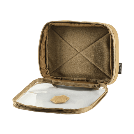 M-Tac Utility Organizer Slim Elite i Cordura 500D med transparent PVC-folie for hurtig identifikation, åben visning.