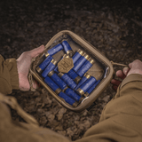 M-Tac Utility Organizer Slim Elite med transparent forvæg, der viser blåt tilbehør, ideel til EDC-kit og sikker opbevaring.