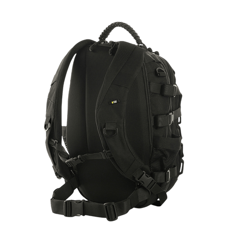 M-Tac Mission Pack Elite rygsæk i sort Cordura 1000D med ergonomisk design og MOLLE system bagfra
