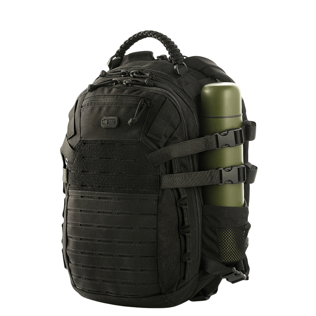 M-Tac Mission Pack Elite rygsæk med holdbart Cordura 1000D materiale og MOLLE LASER CUT-system, ergonomisk og stilfuld design.