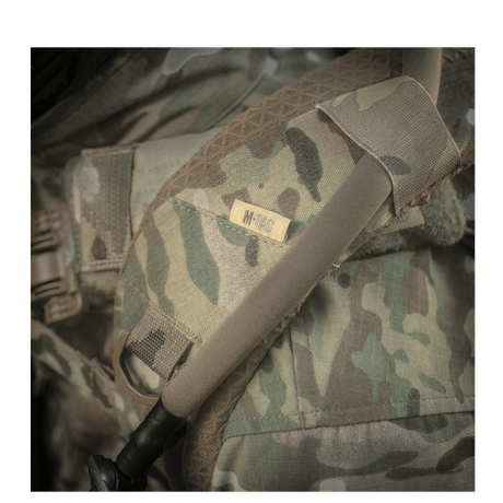 M-Tac Mission Pack Elite med slidstærkt Cordura 1000D og MOLLE LASER CUT-system i camouflage design, tæt detaljeret visning.