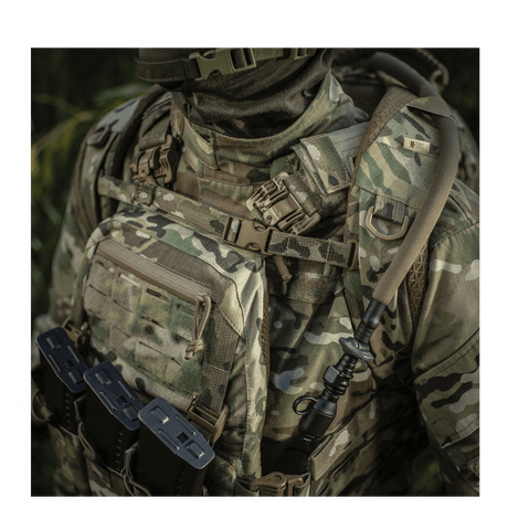 M-Tac Mission Pack Elite rygsæk i camouflagemønster med MOLLE LASER CUT-system, designet til holdbarhed og funktionalitet.