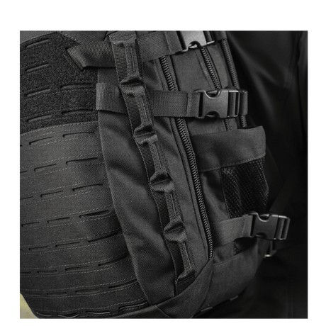 M-Tac Mission Pack Elite rygsæk med holdbart Cordura 1000D materiale og MOLLE LASER CUT-system for øget funktionalitet.