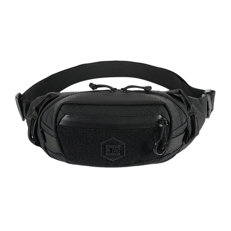 M‑Tac Bæltetaske Elite Hex i sort Cordura 500D med YKK lynlåse og Woojin spænder, ideel til hverdagsbrug eller taktisk udstyr.