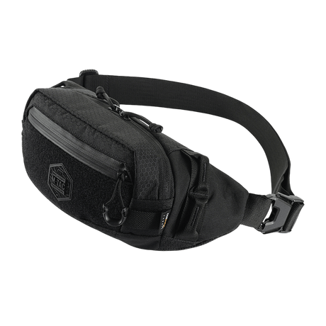 M‑Tac Bæltetaske Elite Hex i sort med Cordura materiale og YKK lynlåse. Perfekt til hverdagsbrug og taktisk udstyr.