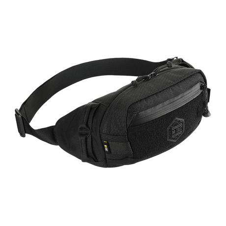 M‑Tac Bæltetaske Elite Hex i sort, stilfuld taske med Cordura 500D, to rum, vandtætte lynlåse, perfekt til hverdags- og taktisk brug.