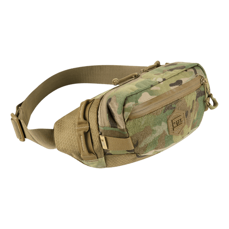 M-Tac Bæltetaske Elite Hex i camouflage med Cordura materiale, to rum og vandtæt lynlås. Ideel til daglig brug eller taktisk udstyr.