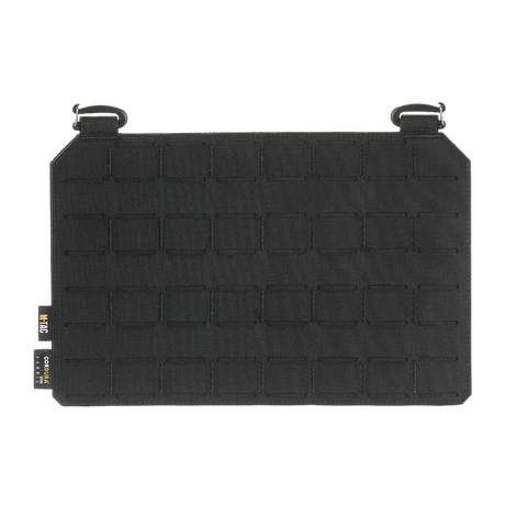 M-Tac Frontpanel til Plate Carrier Cuirass QRS XL i sort Cordura 500D med MOLLE-system og Woojin-kroge, set forfra.