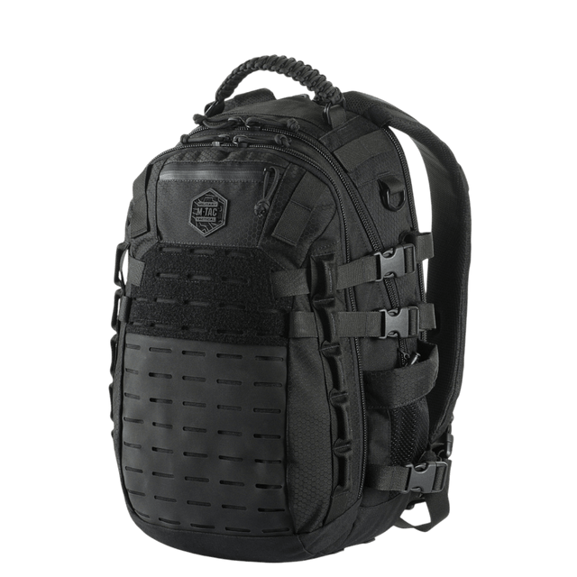 M-Tac Mission Rygsæk Elite Hex i sort med MOLLE-system og robust Cordura Hex 1000D materiale til udendørs eventyr