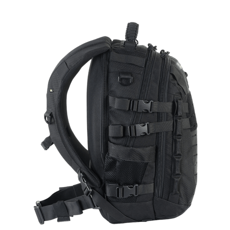 M-Tac Mission Rygsæk Elite Hex i sort med ergonomisk design og MOLLE LASER CUT-system til ekstra lommer.