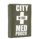 M-Tac City Med Pouch Hex lavet af slidstærkt Hex Polyester med medicinsk kors og logo på forsiden, bærbart førstehjælpskit.