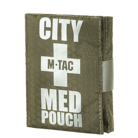 M-Tac City Med Pouch Hex i Hex Polyester med medicinsk kors, kompakt førstehjælpskit med Velcro lukning.