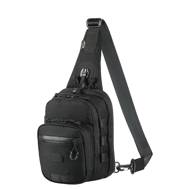 M-Tac Cross Taske Slim Elite Hex i sort Cordura med justerbar rem og holdbare YKK lynlåse, stilfuld og funktionel til daglig brug.
