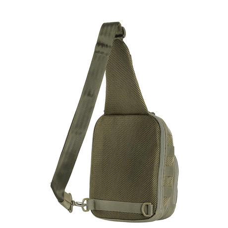 M-Tac Cross Taske Slim Elite Hex enkeltskuldertaske i Cordura materiale med justerbar rem, set fra siden med stilfuldt design og funktionalitet.