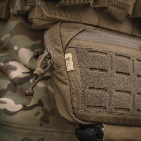 M-Tac Lomme til Tilbehør Lower Large Elite i robust Cordura 500D med YKK lynlåse på camouflagebaggrund, ideel til udstyr.