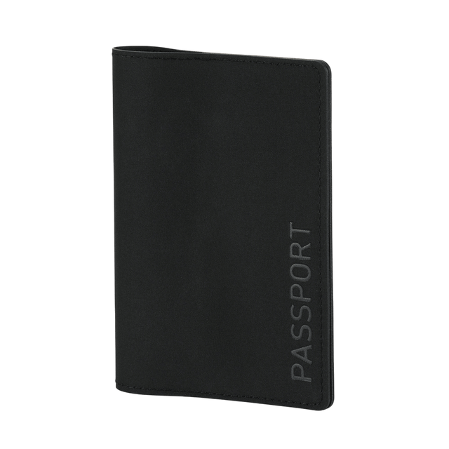 M‑Tac Pascover i sort polymerkomposit med stilfuldt "Passport"-tryk, beskytter dit pas og har indvendige rum til plastkort.