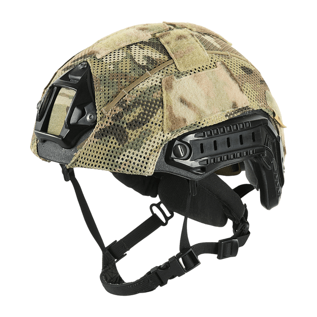 M‑Tac Hjelmcover Shroud Elite i MULTICAM, designet til TOR-D hjelme, beskytter mod skade, med Velcro-paneler og stropper til ekstraudstyr.