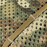 Detaljeret nærbillede af M‑Tac Hjelmcover Shroud Elite i MULTICAM camo med Cordura 500D og special mesh materiale, designet til TOR-D hjelme.