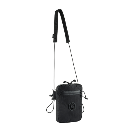 M‑Tac Pocket Bag Elite HEX i sort med holdbare YKK lynlåse, kompakt taske til EDC-udstyr og småting, ideel til daglig brug.