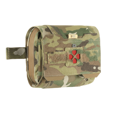 M-Tac Horisontal Medic Lomme Large Elite i camouflage med stærkt Cordura 500D materiale og organiseret design til IFAK.