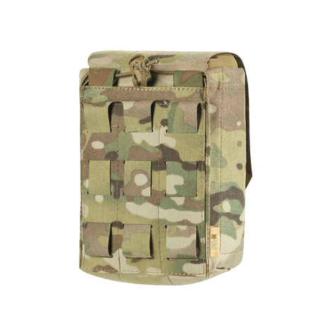 M-Tac Medic Pouch Vertical Large Elite i camouflage-design, slidstærk Cordura 500D, MOLLE interface, medicintaske til førstehjælpsudstyr.