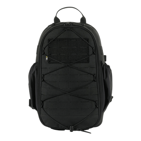 M-Tac STURM Elite Rygsæk, sort taktisk rygsæk med MOLLE Laser Cut frontpanel, 15 liter kapacitet, designet til kortvarige ophold.