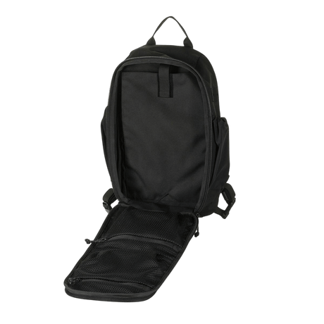 M-Tac STURM Elite Rygsæk åben, viser rummeligt hovedrum og elastiske sidelommer, perfekt til kortvarige feltture.