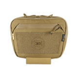 M-Tac Large Elite Gen.II Skuldertaske i brun Cordura 500D med YKK lynlåse og front Velcro-panel, ideel til taktisk brug og udstyrsopbevaring.