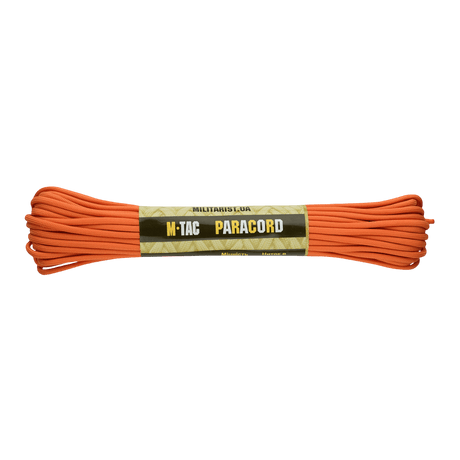 M-Tac Paracord 550 Type III 15 m orange nylon til friluft og nødbrug, stærk og alsidig, længde 15 m, brudstyrke 240 kg.