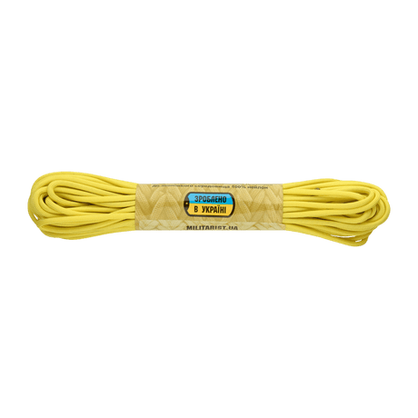 M‑Tac Paracord 550 Type III 15 m i stærk gul nylon til friluft og nødbrug, 15 m længde, 4 mm diameter, 240 kg brudstyrke.