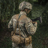 M-Tac Skulderstropper til taktisk bælte Laser Cut i brug, justerbare skulderremme med MOLLE-interface og Cordura Squadron-materiale