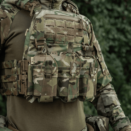 M-Tac Frontpanel til Cuirass QRS Pladebærer Tre Magasiner med elastisk magpung i camouflage