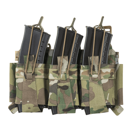 M-Tac Frontpanel til Cuirass QRS Pladebærer Tre Magasiner i slidstærk Cordura Squadron materiale med elastikbånd til sikker fastgørelse af magasiner.