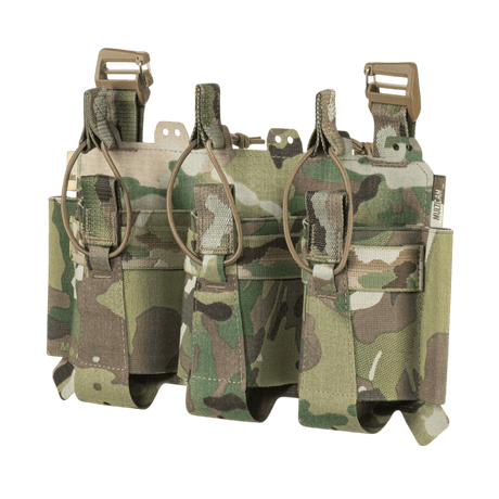 M-Tac Frontpanel til Cuirass QRS Pladebærer Tre Magasiner i camouflage design til sikker opbevaring af AK/AR magasiner, lavet af Cordura Squadron.