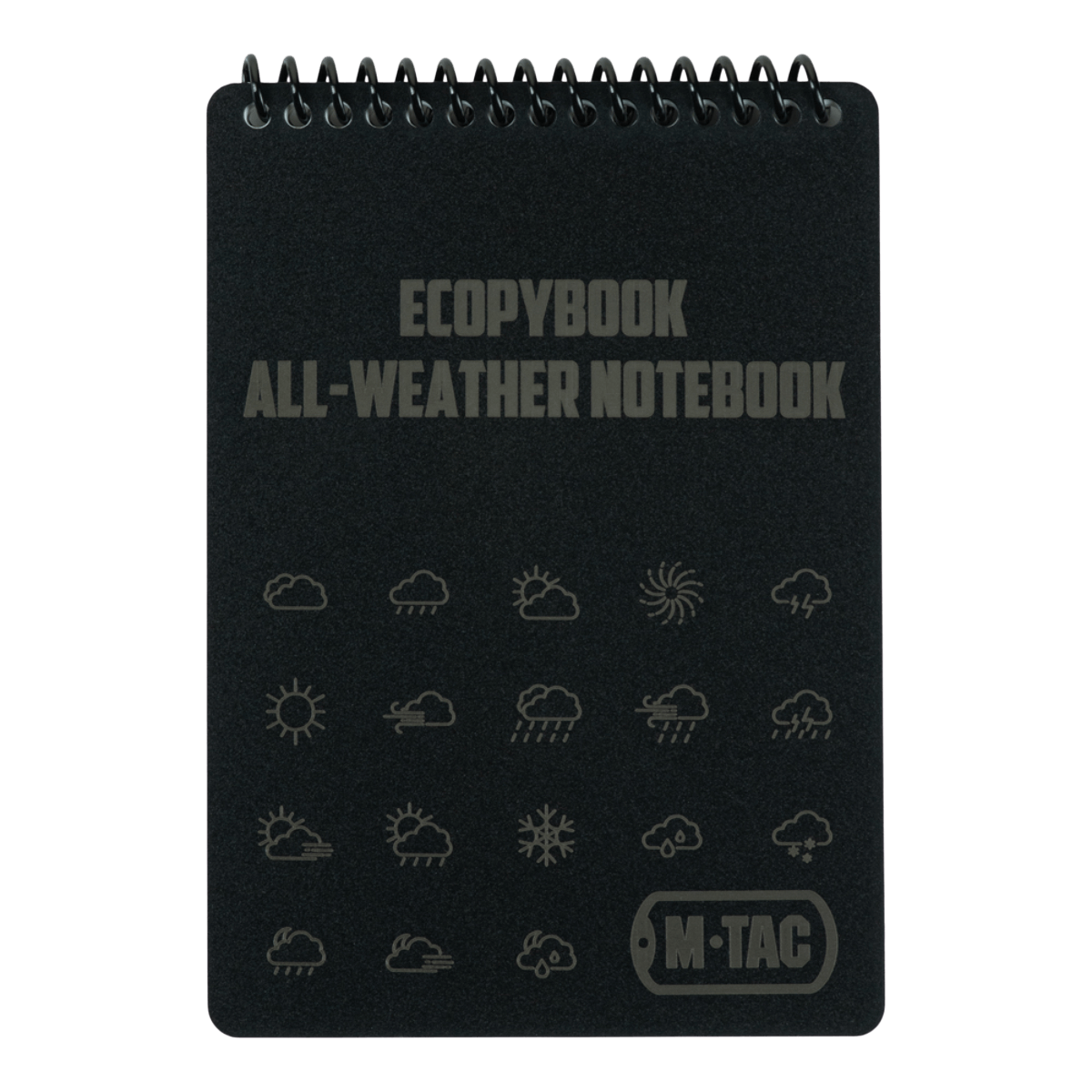 M-Tac Ecopybook Tactical – alt-vejr notesbog, vandtæt notesbog med kvadreret linjering og vejr symboler, ideel til udendørs brug.