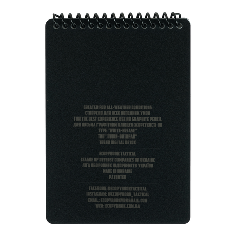 M-Tac Ecopybook Tactical – alt-vejr notesbog med vandtæt sort omslag