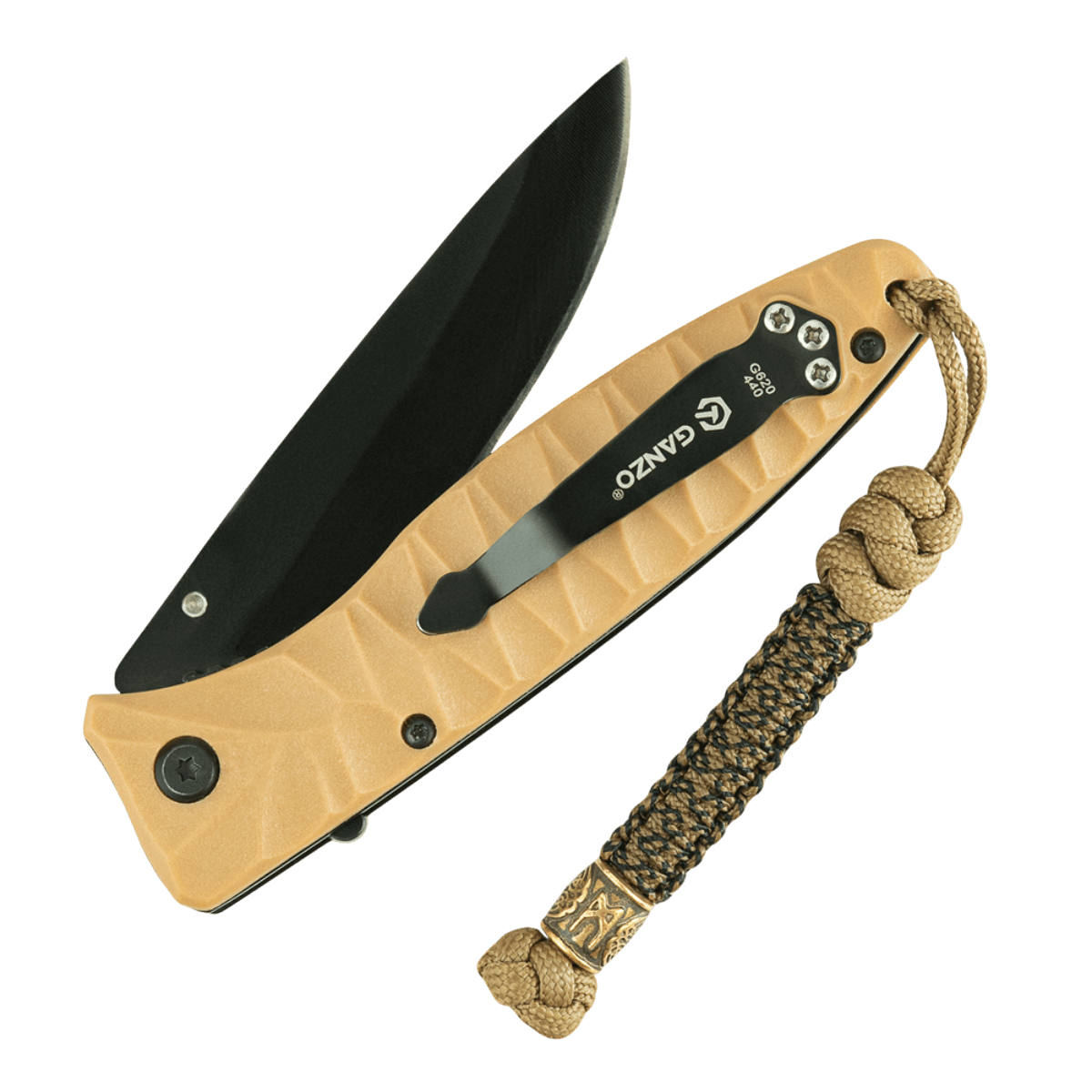 M-Tac Lanyard Scandinavian Mannaz kniv med snoet paracord og perle med skandinavisk design, stilfuldt tilbehør til udstyr.