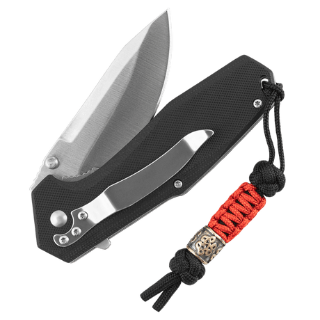 M-Tac Lanyard Scandinavian Small Chinese Knot med dekorativ perle, snoet på en kniv for nem opbevaring og personlig stil.