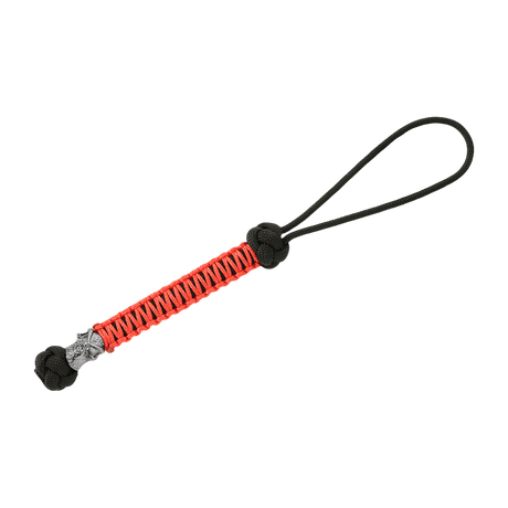 M-Tac Knife Lanyard Ninja i sort og rød paracord med cupronickel perler, 14,5 cm lang, praktisk greb forlængelse.