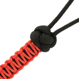 M-Tac Knife Lanyard Ninja med sort og rød paracord fletning, designet til at give kniven personlighed og hurtig adgang.