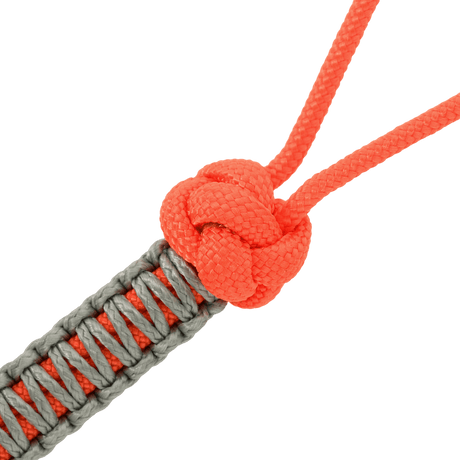 M-Tac Knife Lanyard Ninja i flettet paracord, orange og gråt design, tilføjer stil og funktion til din kniv. Praktisk lanyard til hurtig knivadgang.