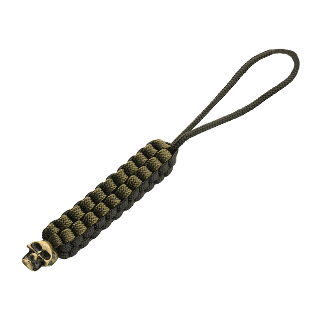 M-Tac Knife Lanyard Cuboid Skull i flettet paracord med dekorativ kranium perle, praktisk tilbehør til knivhåndtag.