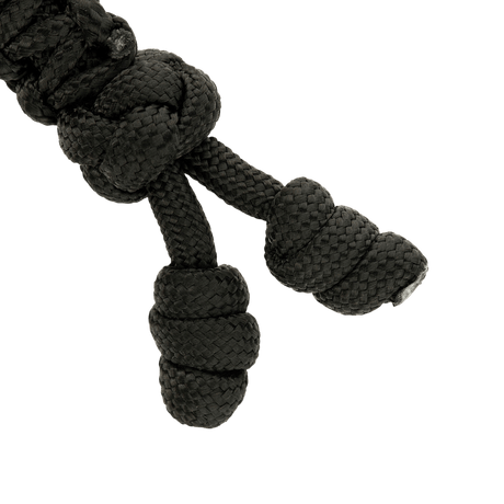 Sort M-Tac Loopy Snake Skull Lanyard i flettet paracord til knive og småt udstyr. Holdbar og stilfuld forlængelse af håndtaget.