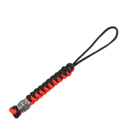 Rød og sort M-Tac Viper Lanyard Scandinavian i flettet paracord med Viper-perle. Perfekt til knive og små værktøjer.