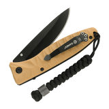 M-Tac Viper Lanyard Stainless Steel med flettet paracord, ideel til hurtig adgang til kniv, fremhævet med Viper-perle i rustfrit stål.