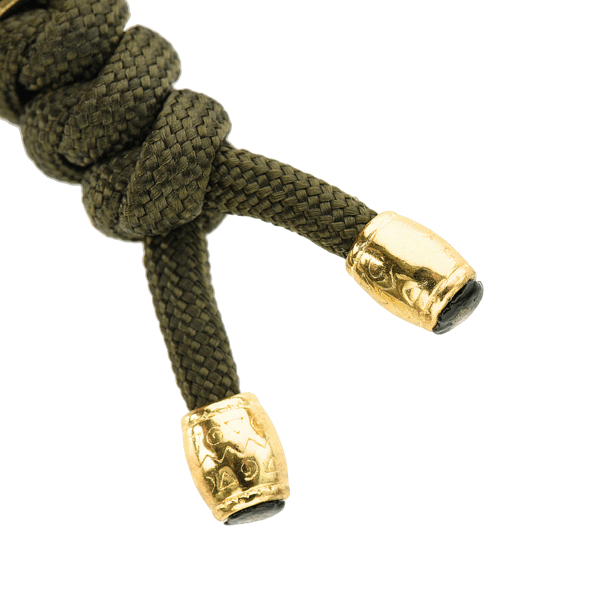 M-Tac Zeus Lanyard i flettet paracord med stilfuldt design og guldfarvede ender, perfekt til opbevaring af kniv og udstyr.