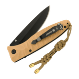 Flettet M-Tac Zeus Lanyard paracord på kniv for hurtig adgang, stilfuldt design og holdbarhed. Ideel til knive og lygter.